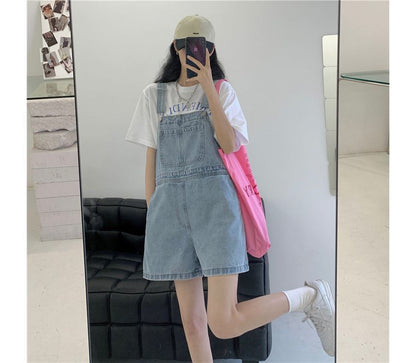 Pullover-Shorts aus verwaschenem Denim