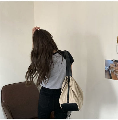 Short-Sleeve Round Neck Raglan Crop Tee