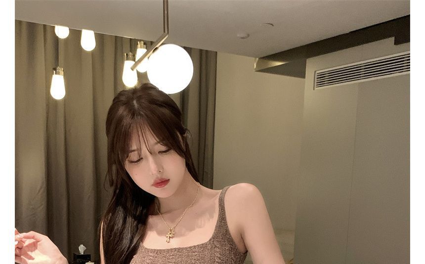 Slim-Fit Dress Knit Spaghetti Strap Mini