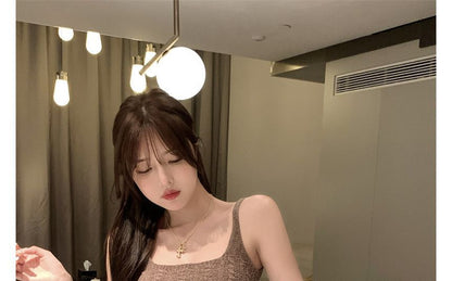 Slim-Fit Dress Knit Spaghetti Strap Mini