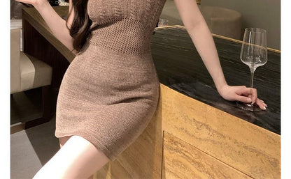 Slim-Fit Dress Knit Spaghetti Strap Mini