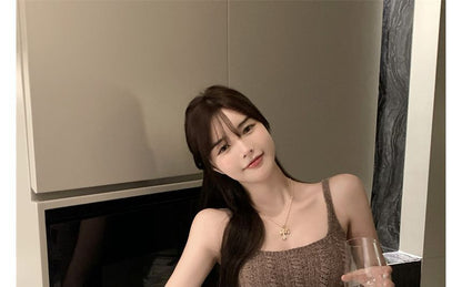 Slim-Fit Dress Knit Spaghetti Strap Mini