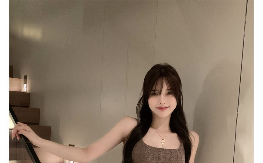 Slim-Fit Dress Knit Spaghetti Strap Mini