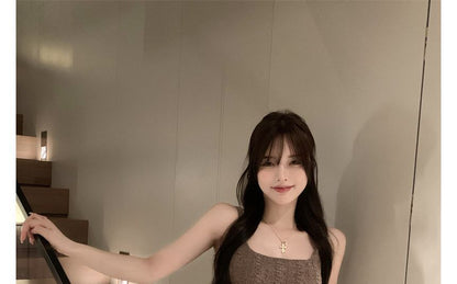 Slim-Fit Dress Knit Spaghetti Strap Mini