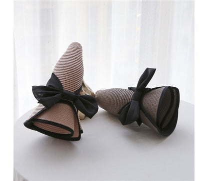 Bow Piped Sun Straw Hat