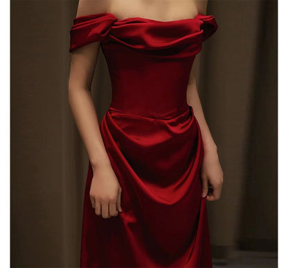 Evening Off-Shoulder Plain A-Line Gown