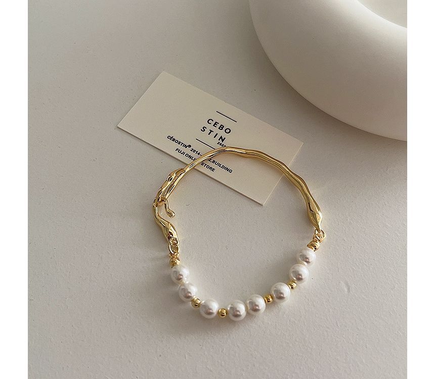 Faux Pearl Irregular Alloy Bracelet