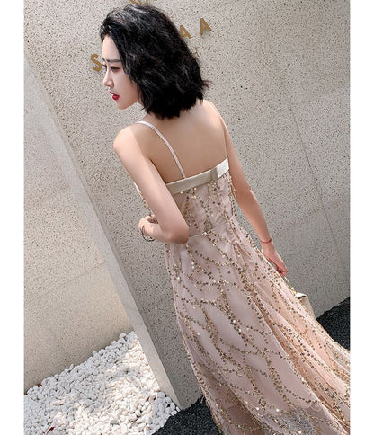 Spaghetti Strap Sequined Fringed A-Line Cocktail Dress