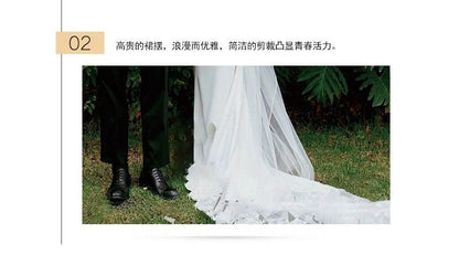 Spaghetti Strap V-Neck Plain Lace Applique Mermaid Wedding Gown