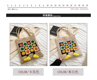Smiley Face Crochet Tote Bag