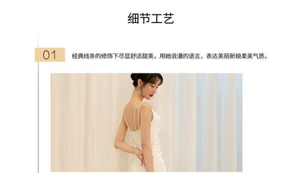 Spaghetti Strap V-Neck Plain Ruched Slit A-Line Wrap Wedding Gown / Bolero / Set