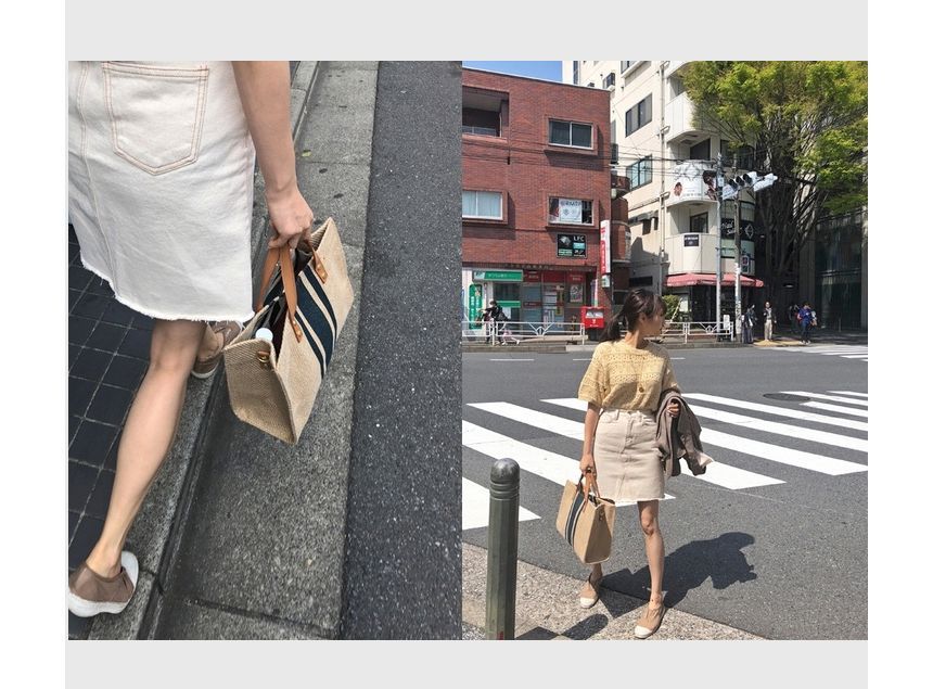 Striped Canvas Tote Bag