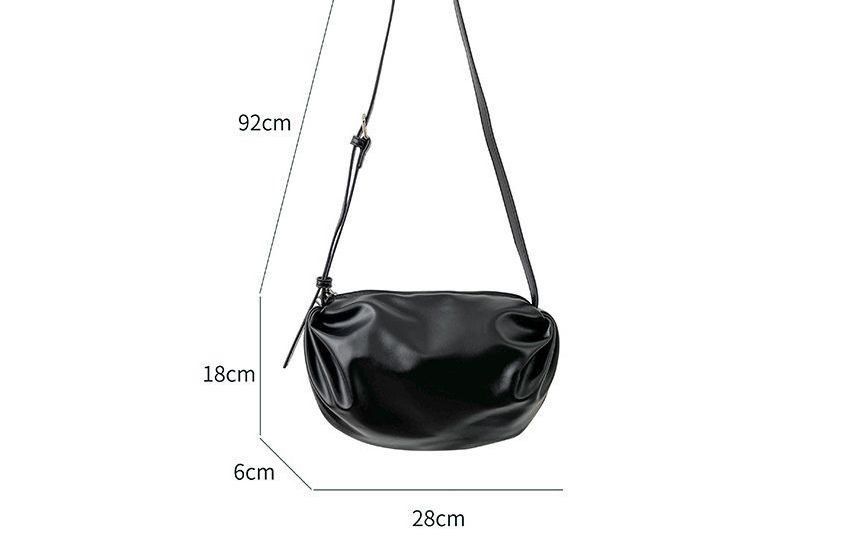 Faux Leather Plain Zip Crossbody Bag