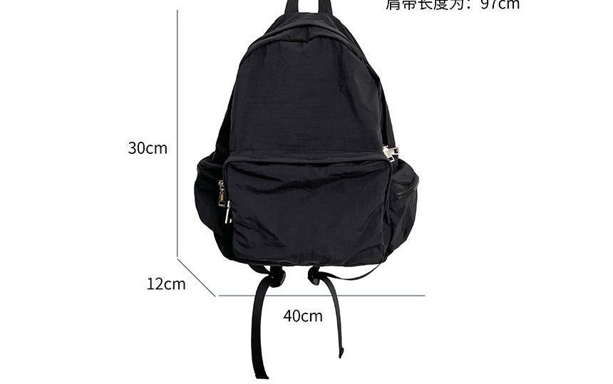 Nylon Plain Zip Backpack