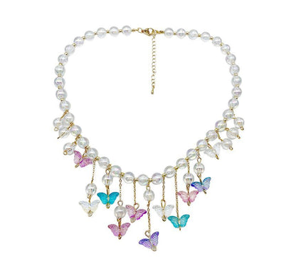 Alloy Fringed Butterfly Choker