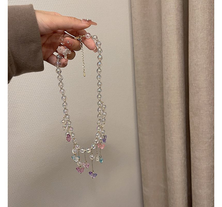 Alloy Fringed Butterfly Choker