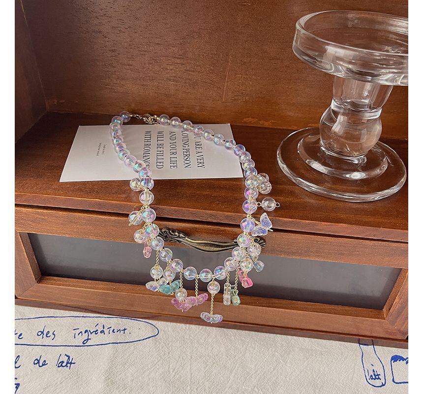 Alloy Fringed Butterfly Choker