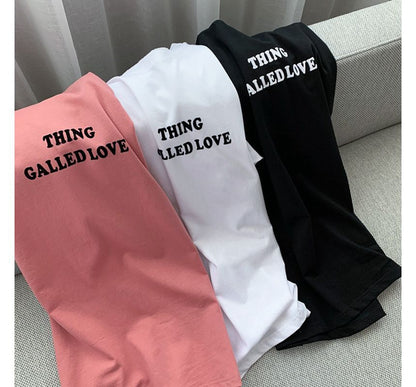 Short-Sleeve Round Neck Lettering Tee