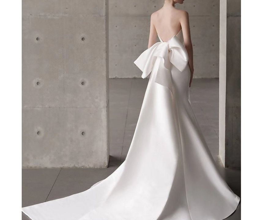 Strapless Bow Mermaid Wedding Gown