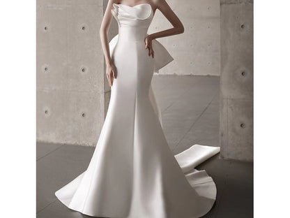 Strapless Bow Mermaid Wedding Gown
