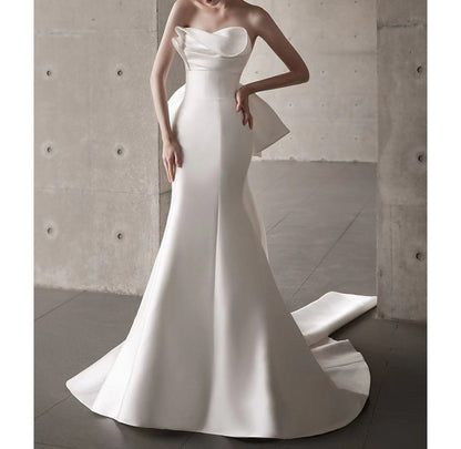 Strapless Bow Mermaid Wedding Gown