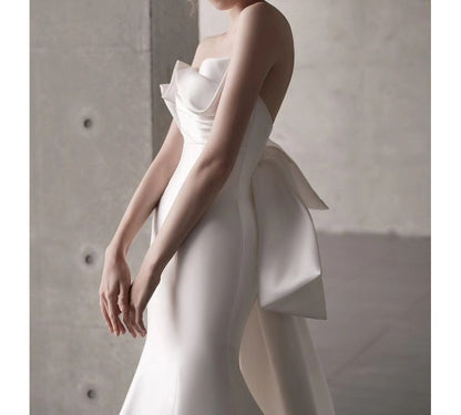 Strapless Bow Mermaid Wedding Gown