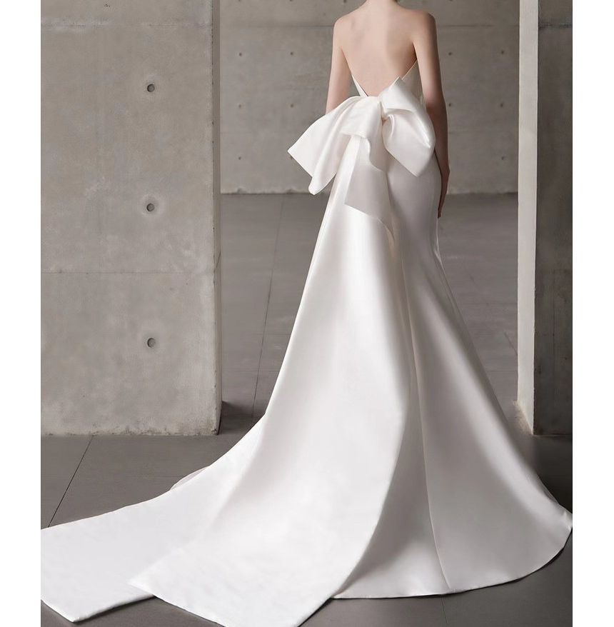Strapless Bow Mermaid Wedding Gown