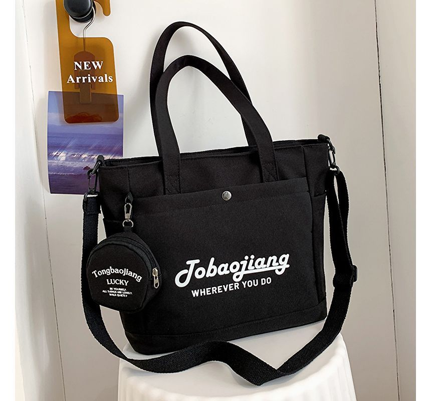 Set: Lettering Canvas Tote Bag + Pouch