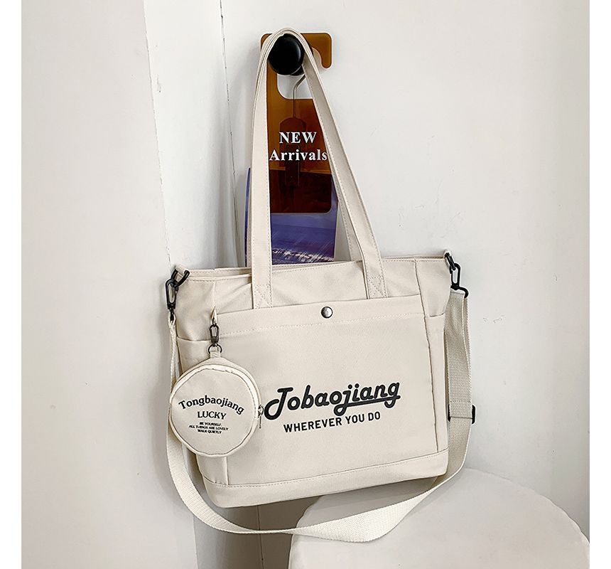 Set: Lettering Canvas Tote Bag + Pouch