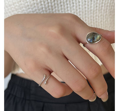 Moonstone Alloy Open Ring / Irregular Alloy Open Ring