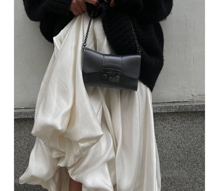 High Waist Plain Maxi A-Line Skirt