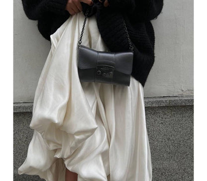 High Waist Plain Maxi A-Line Skirt