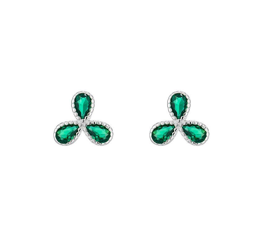 Rhinestone Leaf Stud Earring