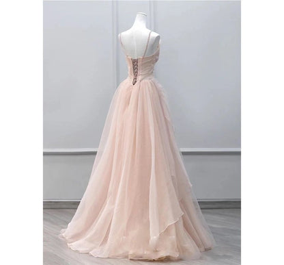 Spaghetti Strap Mesh A-Line Evening Gown