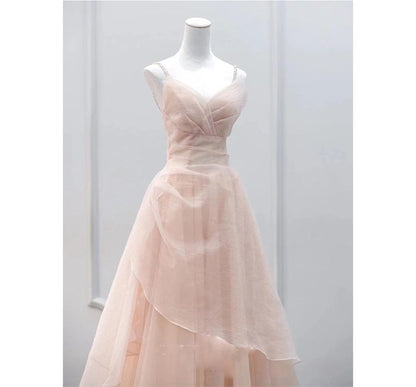 Spaghetti Strap Mesh A-Line Evening Gown
