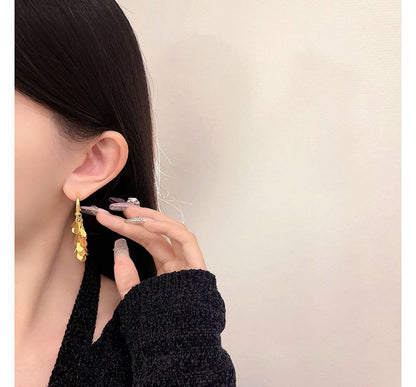Fringed Alloy Droplet Earring