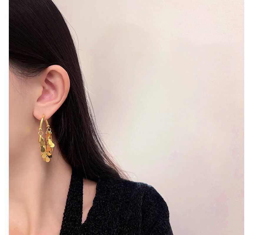 Fringed Alloy Droplet Earring