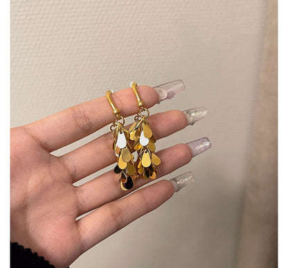 Fringed Alloy Droplet Earring