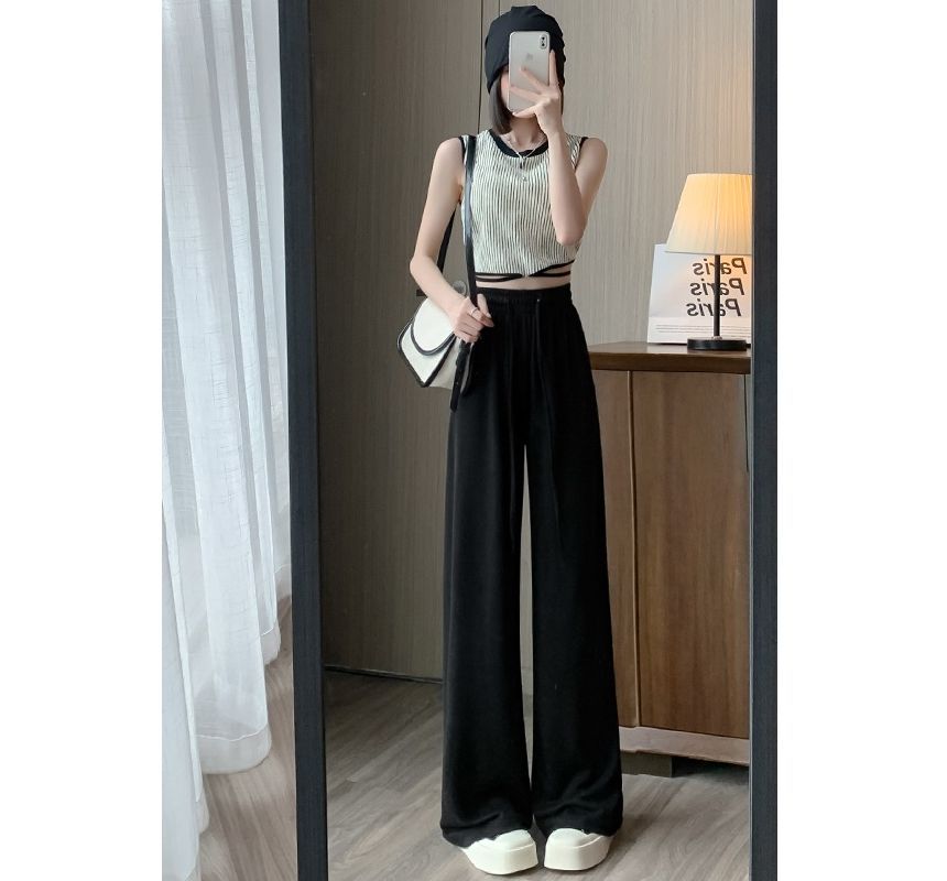 High Waist Plain Wide Leg Sweatpants