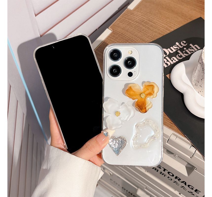 Embellished Transparent Phone Case - iPhone 14 Pro Max / 14 Pro / 14 Max / 14 / 13 Pro Max / 13 Pro / 13 / 13 mini / 12 Pro Max / 12 Pro / 12 / 12 mini / 11 Pro Max / 11 Pro / 11 / SE / XS Max / XS / XR / X / 8 / 8 Plus / 7 / 7 Plus