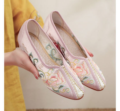 Floral Embroidered Satin Pumps