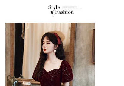 Short-Sleeve Glitter A-Line Evening Dress