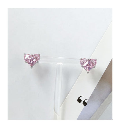 Rhinestone Heart Stud Earring / Clip-On Earring