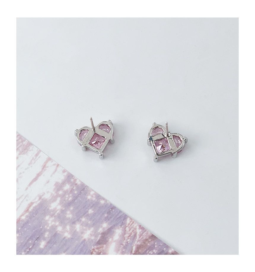 Rhinestone Heart Stud Earring / Clip-On Earring