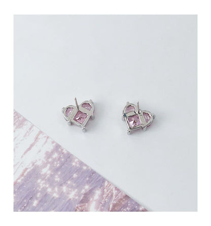 Rhinestone Heart Stud Earring / Clip-On Earring
