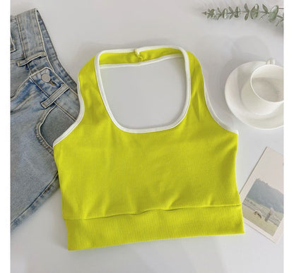 Neckholder-Camisole-Top in Farbblock-Optik