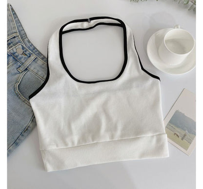 Neckholder-Camisole-Top in Farbblock-Optik