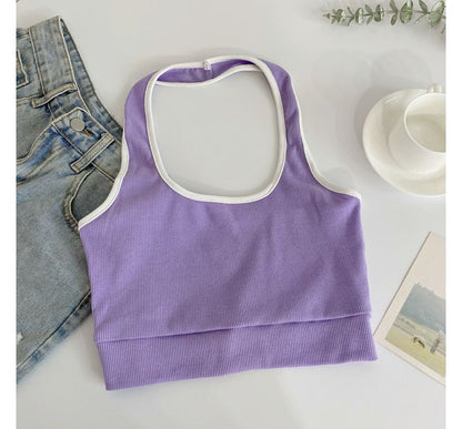 Neckholder-Camisole-Top in Farbblock-Optik