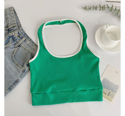 Neckholder-Camisole-Top in Farbblock-Optik