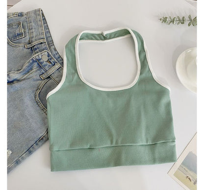 Neckholder-Camisole-Top in Farbblock-Optik
